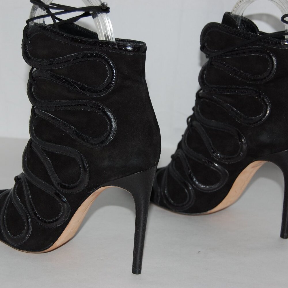 Alexandre Birman Black Suede Lace-Up Ankle Booties - Picture 6 of 13